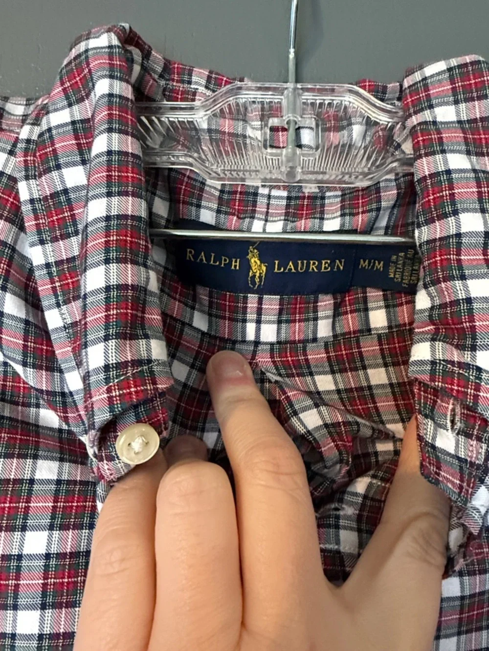 Polo by Ralph Lauren Men’s Red and White Plaid Button-Down Shirt